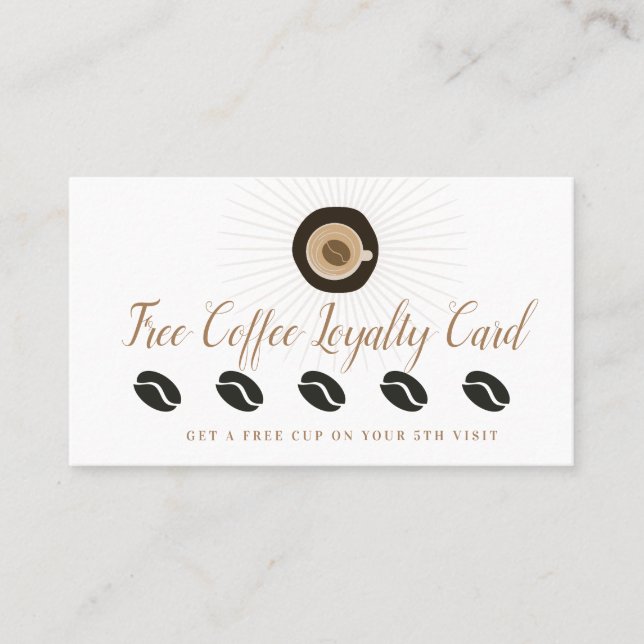 Carte De Visite Récompense de café gratuite Loyauté Propre (Devant)