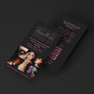 Carte De Visite Récompenses de fidélité Aesthetic Nail Tech Noir R