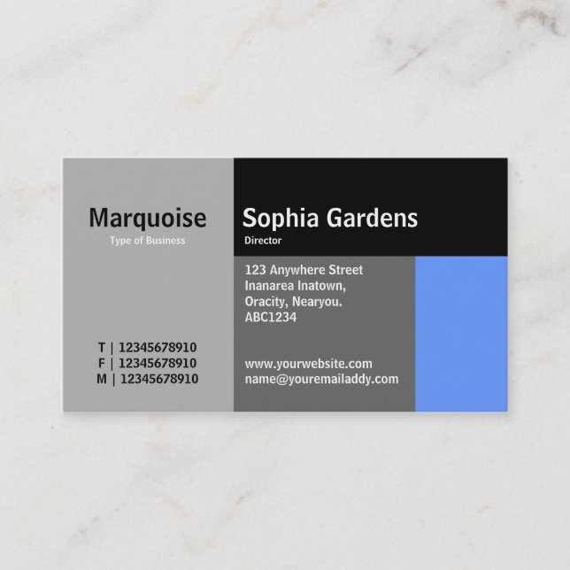 Carte De Visite Rectangles - Bleu (Devant)