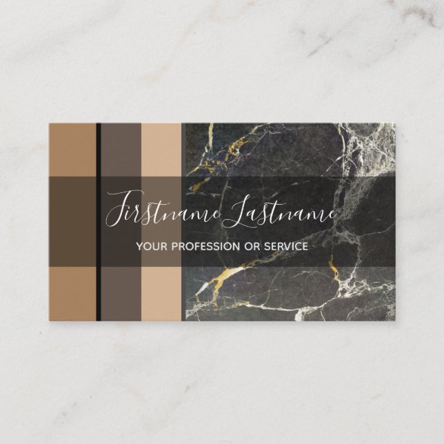 Carte De Visite Rectangles élégants en marbre noir minimal de tons (Devant)