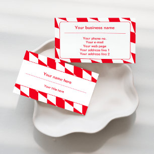 Carte De Visite Red and White Bavarian Diamond Flag Pattern