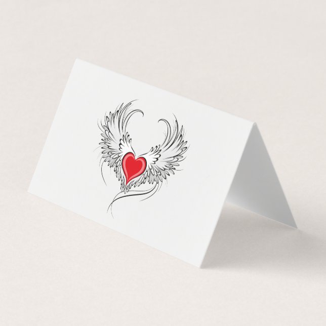 Carte De Visite Red Angel Coeur avec ailes (Devant)