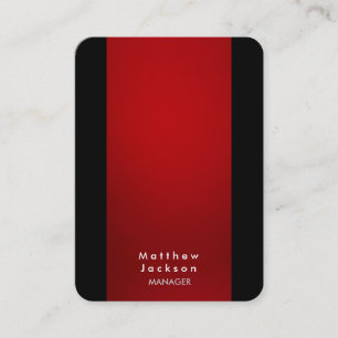 Carte De Visite Red Black Modern Plain Professional Manager