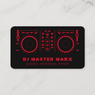 Carte De Visite Red Black Music Tourne-disque Disque Jockey DJ