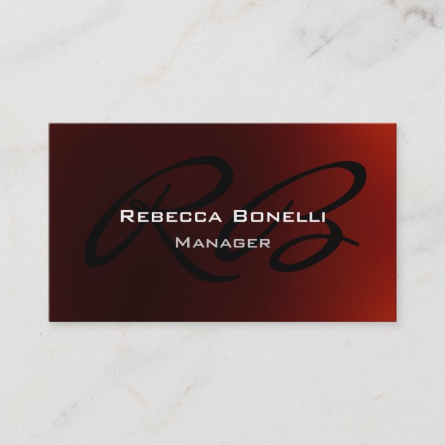 Carte de visite Red Black White Monogram Manager (Devant)
