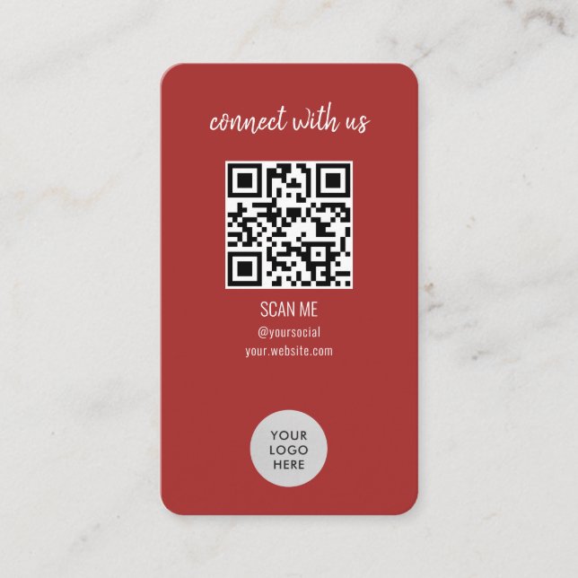 Carte De Visite Red Connect with Us QR Code (Devant)