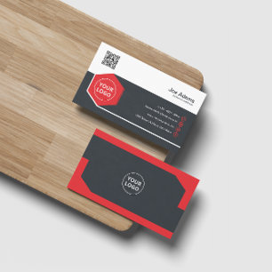 Carte De Visite Red Corporate Professional QR Code scanner