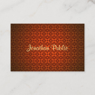 Carte De Visite Red Damask Elegant Calligraphy Nom Modèle texte