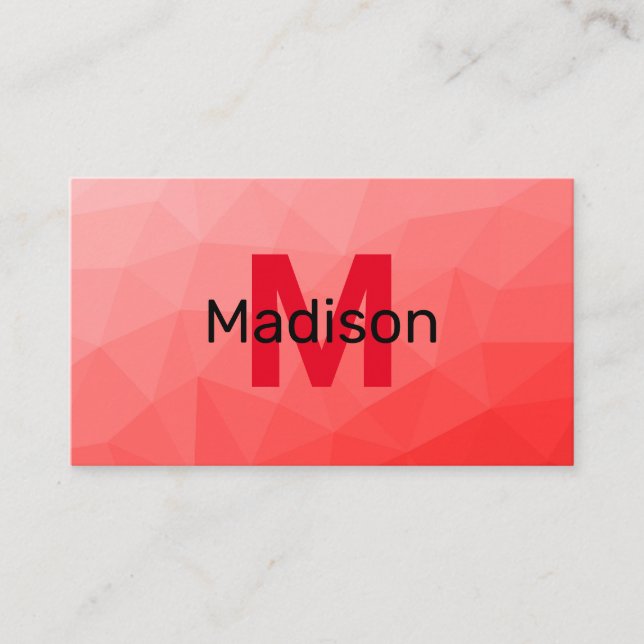 Carte De Visite Red gradient geometric mesh pattern Monogram (Devant)