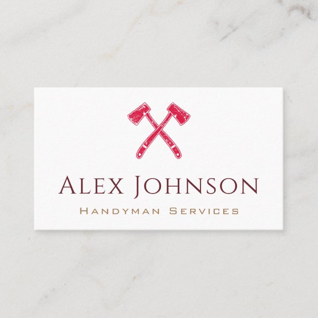 Carte De Visite Red Grunge Ax Logo Handyman Home Repair Service (Devant)