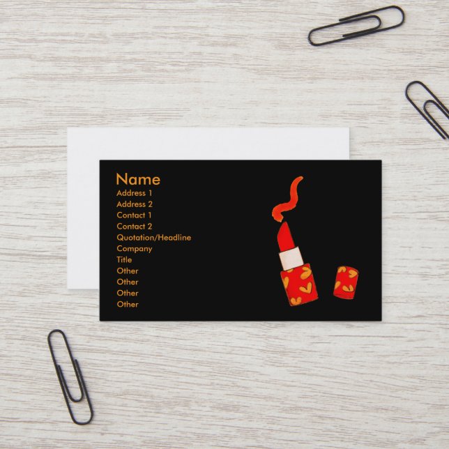 Carte De Visite Red Heart Lipstick Pop Art Design (Devant/Arrière en situation)