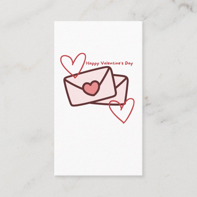 Carte De Visite Red Hearth Happy Valentine's Day (Devant)