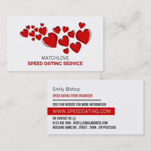 Carte De Visite Red Hearts, Speed Dating Event Organisateur
