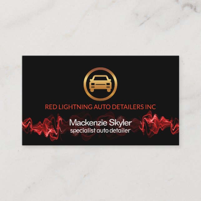 Carte De Visite Red Lightning Pulse Silver Car Logo Auto Détail (Devant)