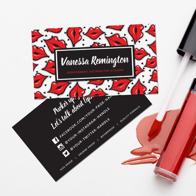 Carte De Visite Red Lips Kiss Lipstick & Beauty Distributeur Perso (Créateur téléchargé)