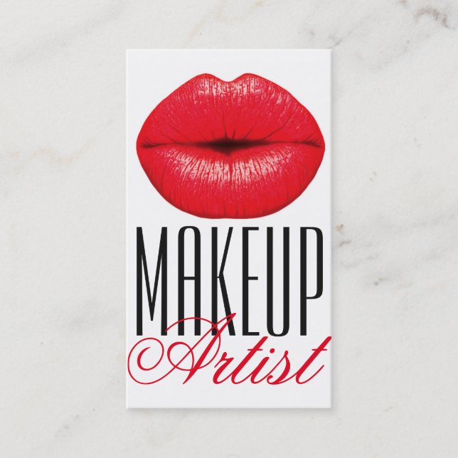 Carte De Visite Red Lips Make Up Artist Cosmetology Beauté (Devant)