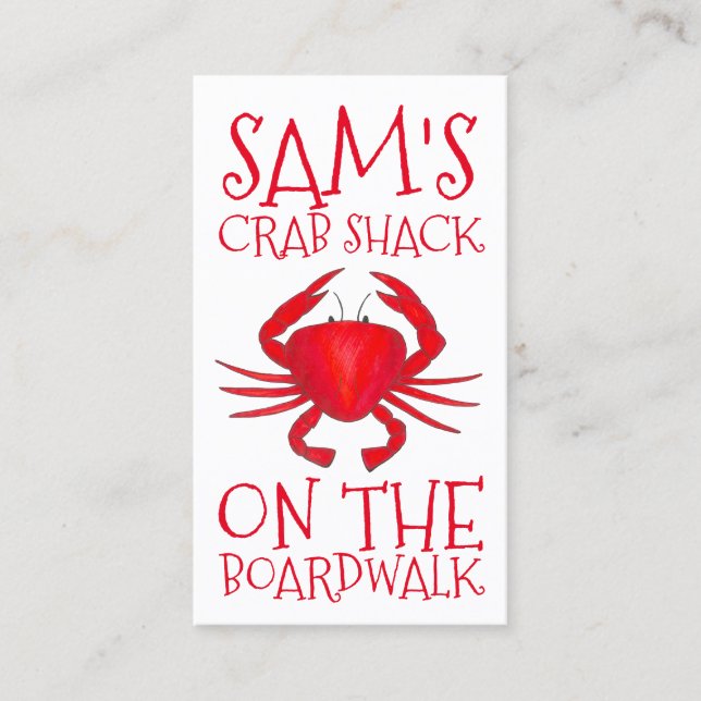 Carte De Visite Red Maryland Crabe Shack Crabes Plage Aliments Océ (Devant)