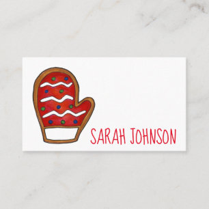 Carte De Visite Red Mitten Frosted Sugar Cookie Noël hiver