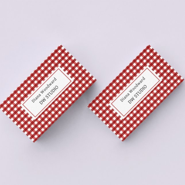 Carte De Visite Red Plaid Business Card (Créateur téléchargé)