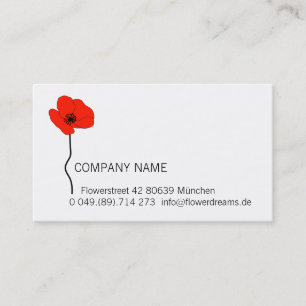 Carte De Visite Red Poppy Logo. Modern Floral Business Card