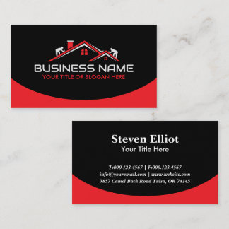 Carte De Visite Red Roofers Professional Roofing Service Business