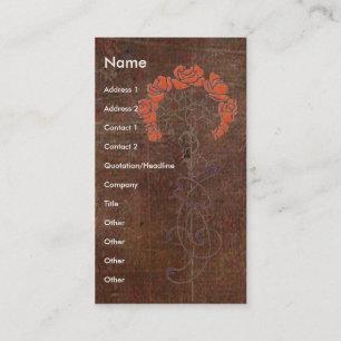 Carte De Visite Red Roses Grunge sur Arrière - plan Brown