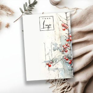 Carte De Visite Red Snow Winter Berries Logo Porte-cheveux Porte-c