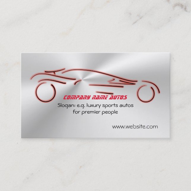 Carte De Visite Red Sports Auto sur le flambeau d'acier, Vente de  (Devant)