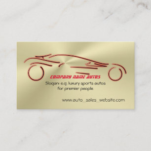 Carte De Visite Red Sports Auto sur le flambeau doré, vente d'aut