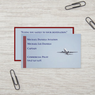 Carte De Visite Red Strips Avion commercial Capitaine pilote