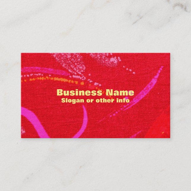 Carte De Visite Red Textured Background with Squiggles and Shapes (Devant)