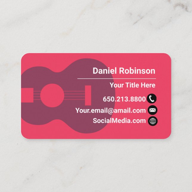 Carte De Visite Red Ukulele (Dos)