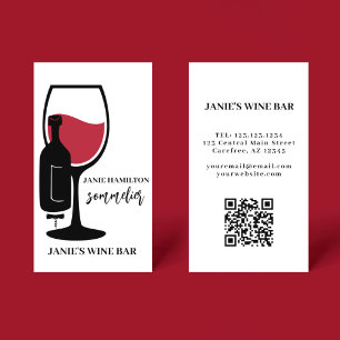 Carte De Visite Red Wine Glass Bar Winery Code QR