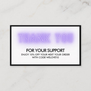 Carte De Visite Réduction Merci Elegant Neon sur Instagram