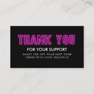 Carte De Visite Réduction sur Instagram Magenta Neon Merci