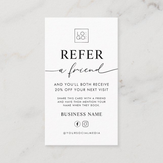 Carte De Visite Refer A Friend Business Editable Referral Card (Devant)