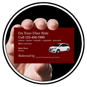 Carte De Visite Référence de conducteur de taxi en covoiturage