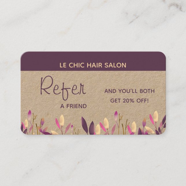 Carte De Visite Référer un ami Client de référence Plum floral (Devant)