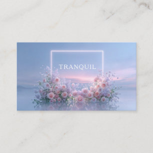 Carte De Visite Reflet d'Eau Florale Rose Romantique aux Joues Ros