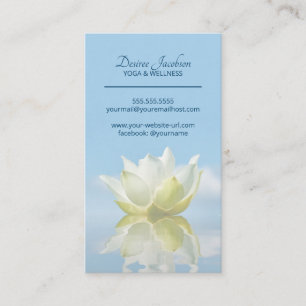 Carte De Visite Reflet Lotus Fleur Yoga Instructor Light Blue