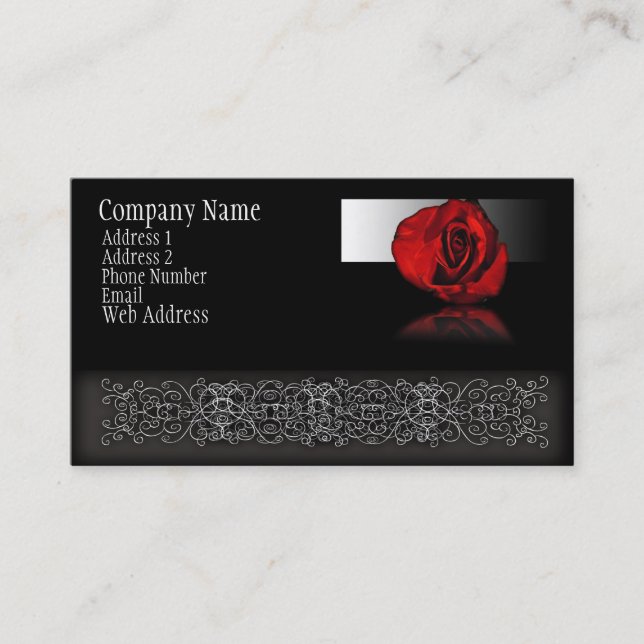 Carte De Visite Réflexion de rose rouge (Devant)