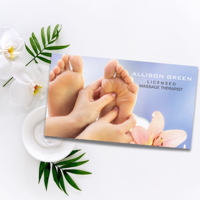 Carte De Visite Réflexologie Acupression Massage des pieds (Reflexology Acupressure Foot Massage therapist Business Card)