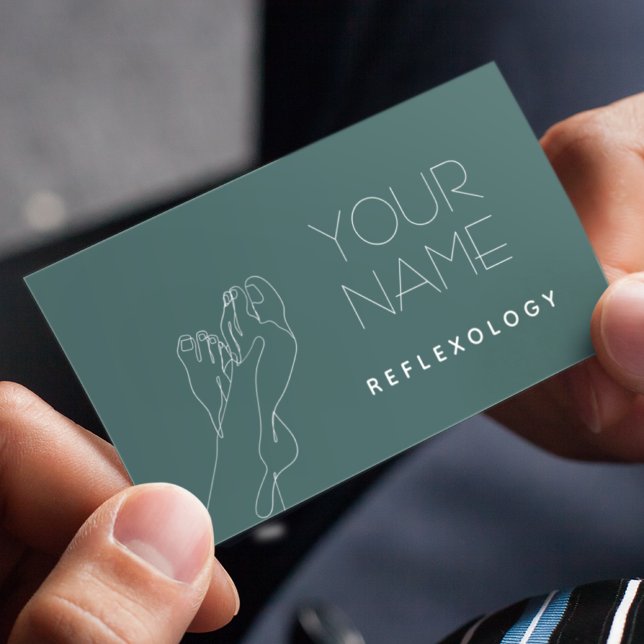 Carte De Visite Réflexologie Massage Thérapie Pieds Line Art Olive (Créateur téléchargé)