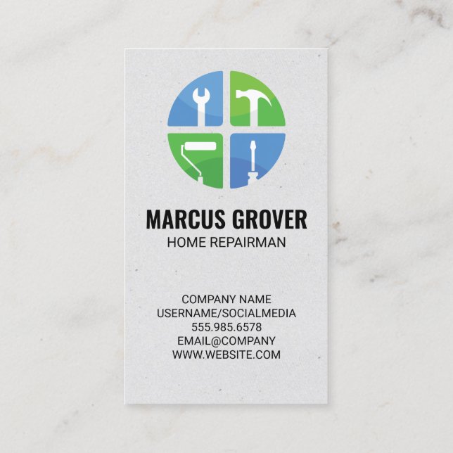 Carte De Visite Réfrigérateur | Logo des services de réparation d' (Dos)