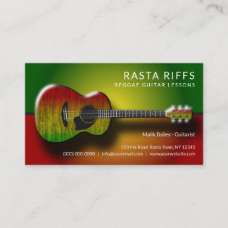 Carte De Visite Reggae Rasta Riffs Guitare Leçons Musique Enseigna