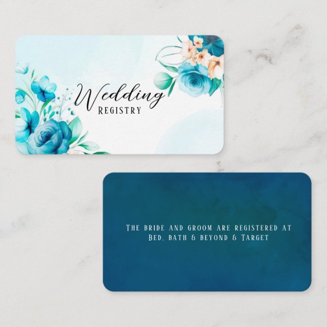Carte De Visite Registre des Mariages floraux turquoises et des  d (Devant / Derrière)