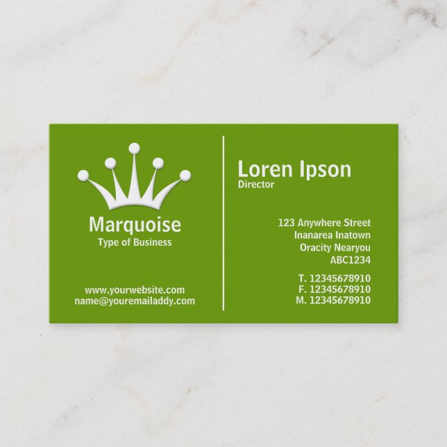 Carte De Visite Règle du milieu blanc (Couronne) - Vert (669900) (Devant)
