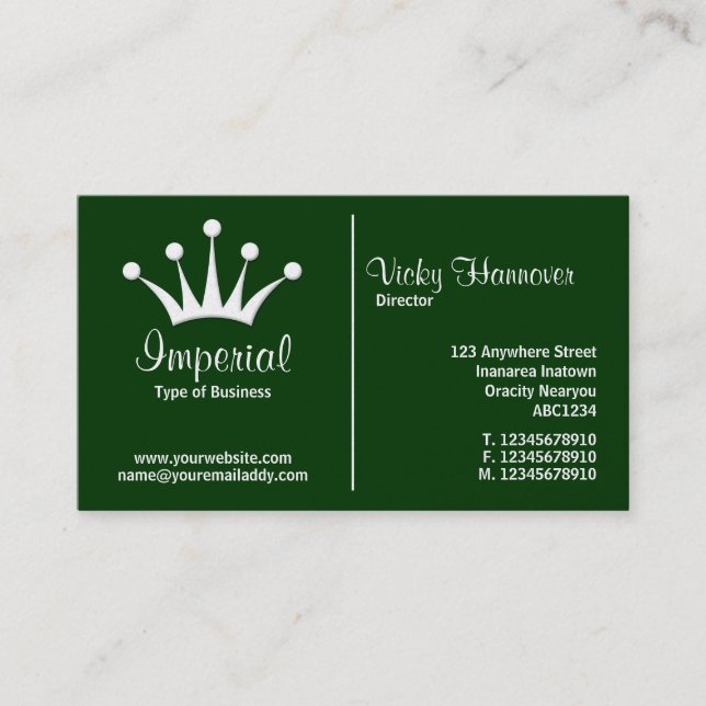 Carte De Visite Règle du milieu (Couronne) - Vert foncé 003300 (Or (Devant)