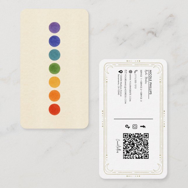 Carte De Visite Reiki Chakra Energy Healer médias sociaux QR (Devant / Derrière)