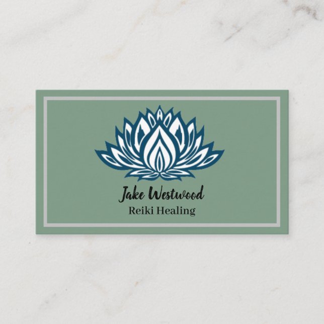Carte De Visite Reiki Guérison blanc Lotus (Devant)